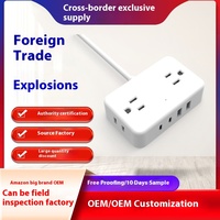 Soket Strip daya USB empat Porta Amerika empat Porta Socket-125V ekstensi cetakan sakelar perlindungan berlebih Strip Desktop standar US