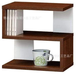 Retro S Shaped Wooden Bookcase 3 Tier Desktop Storage Organizer For Bedroom Living Room Minimalist <b>Desk</b> <b>Shelf</b> - Product Image 1