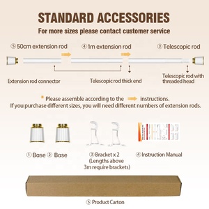 ARODDY Vente en gros bon marché <span class=keywords><strong>de</strong></span> tringles à rideaux en métal <span class=keywords><strong>de</strong></span> 5m à usage intensif tringles à rideaux réglables et extensibles pour fenêtres - Product Image 5