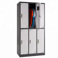 Casier à 6 portes Design moderne en fer pour salle de sport Vestiaire étudiant Garde-robe pour bureau à domicile, hôpital ou atelier