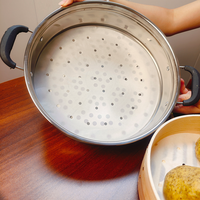 Papier de cuisson perforé facile à poser pour récipients de cuisson vapeur ronds domestiques – Idéal pour la préparation des aliments