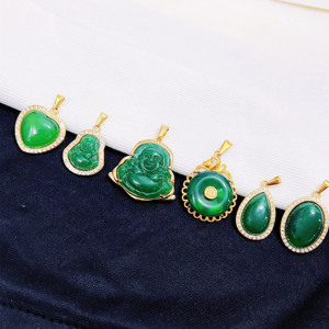 สร้อยคอเพชรจี้<span class=keywords><strong>พระ</strong></span>สำหรับผู้หญิง,สร้อยคอเสริมฮวงจุ้ยสไตล์จีนจี้หยกสเตนเลสสีทอง - Product Image 6