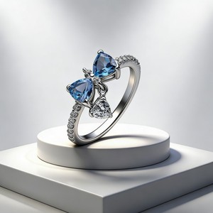 Anillo Romántico <span class=keywords><strong>de</strong></span> Plata 925 con Diseño Irregular <span class=keywords><strong>de</strong></span> Doble Corazón y <span class=keywords><strong>Rosa</strong></span>, Joyería <span class=keywords><strong>de</strong></span> Alta Gama para Bodas <span class=keywords><strong>de</strong></span> Mujer - Product Image 5