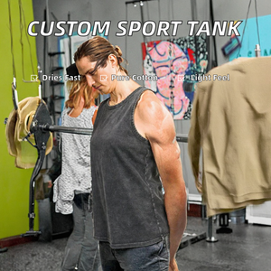 Customization Lightweight Soft Workout Fitness Sport <b>Running</b> Breathable Casual 100% Cotton Sleeveless Tank Top for Men - Product Image 2