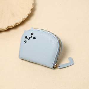 New PU Leather Button Hasps Closure Short Wallet Women Unisex Waterproof Multi-Function Zero Card Holder <b>Cat</b> Coin Purse - Product Image 5