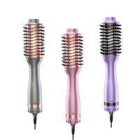 Brosses à cheveux électriques 2-en-1 : Brosse lissante à air chaud et sèche-cheveux, pour cheveux bouclés et lisses
