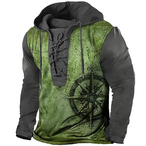Felpa da <span class=keywords><strong>uomo</strong></span> <span class=keywords><strong>taglie</strong></span> forti con cappuccio retrò a maniche lunghe Top Casual in tinta unita con motivo autunnale Outdoor stampato in digitale - Product Image 3