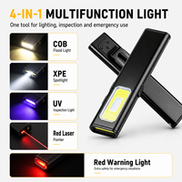 Lámpara de Trabajo LED Multifunción X615B, COB XPE, Detección UV, Puntero Láser Rojo, Recargable Tipo-C, Lámpara de Inspección Magnética