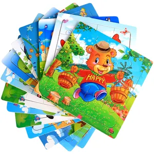 Puzzle Jigsaw hewan kayu, permainan edukasi awal peluncuran Jigsaw Puzzle untuk anak-anak