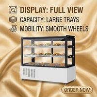 Vitrine réfrigérée commerciale pour gâteaux en verre droit, refroidissement par air, présentoir à pâtisseries et desserts avec éclairage LED