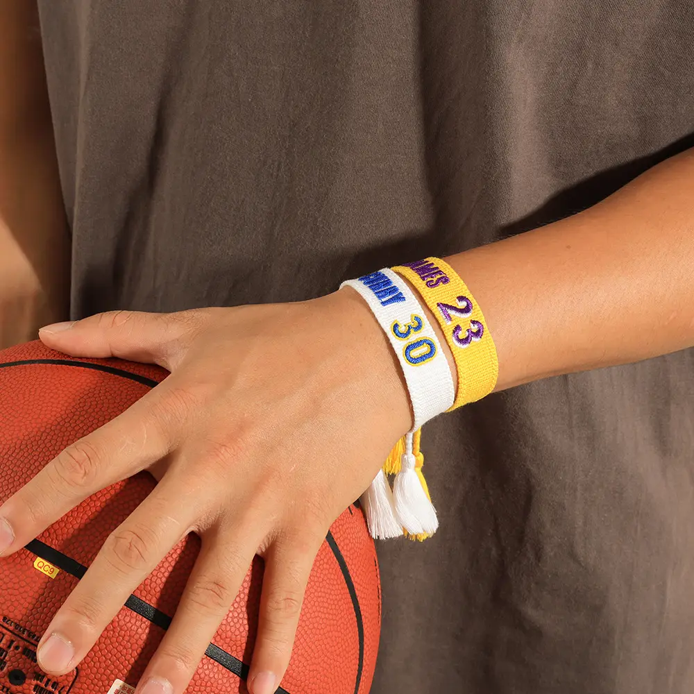 Карри Джеймс Lakers, браслет с английской вышивкой, спортивный тканый браслет из коллекции модных украшений