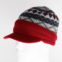 Gorro de Punto con Diseño Fair Isle, con Visera y Forro Polar, para Hombre y Mujer