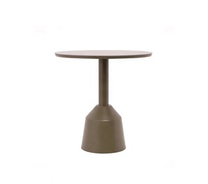 Table de bar extérieure ronde taupe de 70 cm, table haute en métal à piétement unique pour balcon, café - Product Image 1