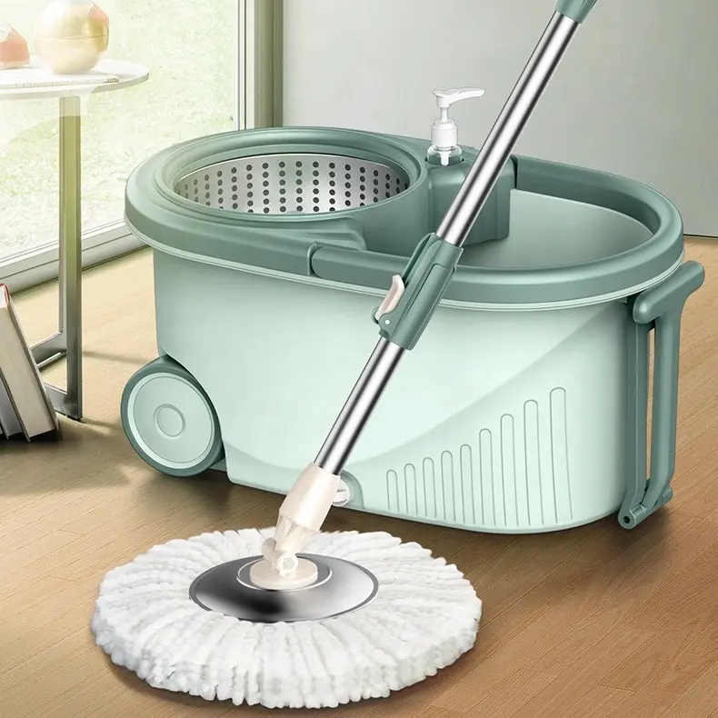 Herramientas de limpieza de suelo para el hogar, Mini fregonas giratorias de microfibra de fácil limpieza con cubo de plástico, asiento de Metal famoso, 360, gran oferta