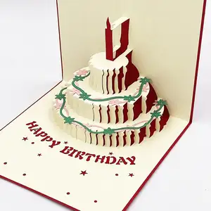 Zeecan vente en gros décoration cadeau artisanat 3d joyeux anniversaire papier carte de voeux pop-up cartes de voeux cartes d'anniversaire