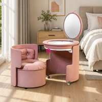 Yicheng Beauty Nouvelle Coiffeuse Mobile Simple Crème avec Miroir pour Chambre à Coucher Compacte