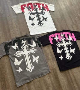 Ropa de calle personalizada 100% algodón lavado con ácido Camiseta de manga corta logotipo personalizado serigrafía camiseta Vintage para hombres - Product Image 1