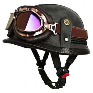 Casco de cuero hecho a mano de estilo alemán, casco unisex para las cuatro estaciones, casco para bicicleta eléctrica, casco de acero vintage - Product Image 1