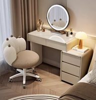 Ensemble coiffeuse de luxe élégant et tendance, style crème, avec miroir lumineux, pour chambre à coucher, pour filles