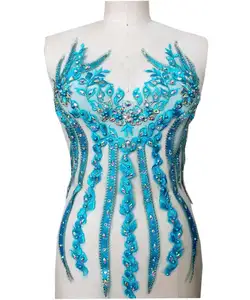 purple rhinestone lace applique 3D flower wedding dress garment DIY decoration