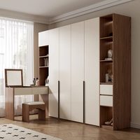 Bureau d'angle intégré avec armoire en bambou, meuble de chambre moderne et simple à assembler, portes battantes en bois massif, durable