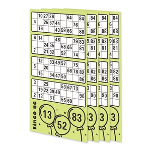 Tarjetas de Bingo Impresas por el Fabricante, Patrones de Tarjetas con Números Ganadores, Boletos de Papel, Tarjetas Multicolor - Product Image 1