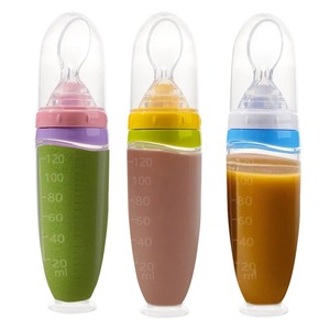 Ensemble de biberons cuillères d'alimentation en silicone pour bébé, distributeur de nourriture complémentaire à presser, portable et réutilisable pour nourrissons - Product Image 1