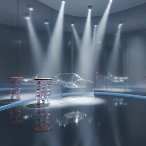 Tavolino Laterale di Lusso con Cristalli Geometrici |   Tavolino da Caffè in Acrilico Tagliato a Mano con Motivo Azalea per Arredamento di Design e Interni di Hotel di Lusso - Product Image 3