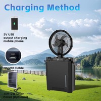 Ventilateur de refroidissement rechargeable portable à pulvérisation de brume d'extérieur avec réservoir d'eau pour la randonnée, la pêche, les sorties, les barbecues