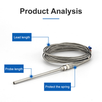 YHKJ Probe Type Temperature Sensing Line Thermocouple PT100 Probe Temperature Sensor K Type Metal Shielded Wire