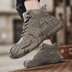 <span class=keywords><strong>Scarpe</strong></span> Sportive Alte da <span class=keywords><strong>Uomo</strong></span> in Tinta Unita con Tomaia in Pelle, Novità Autunno Inverno, Casual per Adolescenti, da Corsa, Alla Moda, per Esterni, con Suola Spessa e Rete - Product Image 1