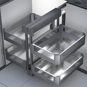 Modern Design Four Glass Baskets Magic Corner <b>Storage</b> <b>for</b> <b>Kitchen</b> Cabinet With Soft Closing Mechanism Magic Corner/magic Corner - Product Image 2
