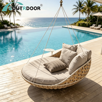 Lit suspendu moderne en rotin pour l'extérieur, cadre en aluminium, coussin imperméable, idéal pour l'école, l'hôpital, le jardin, l'hôtel, la plage, le parc, la chambre