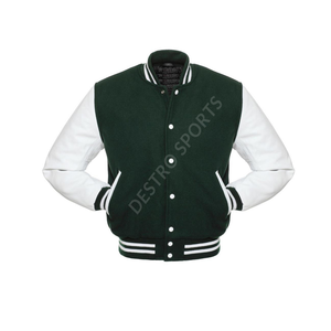 Veste universitaire en gros de haute qualité à prix abordable 100% veste de baseball universitaire boutonnée en cuir et en laine pour hommes - Product Image 3