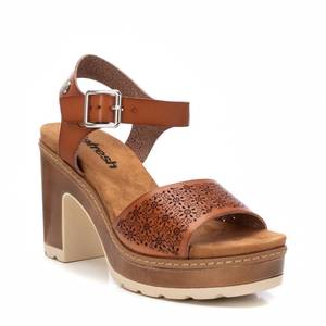 Sandalias de Tacón para Mujer, Plataforma de Cuero, Tacón Grueso, Correa en el Tobillo, Color Marrón - Product Image 2