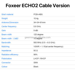 Untuk Foxeer Echo <span class=keywords><strong>2</strong></span> 5.8G 9dBi Patch Feeder antena dalam jarum UAV komponen PCB ABS LHCP RHCP SMA konektor Echo2 bagian Drone - Product Image 6