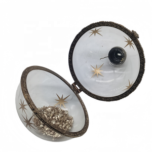 3 buah transparan bola kaca pernikahan ornamen Natal bola liontin kaca terbuka diisi batu kecil hiasan pohon Natal - Product Image 3