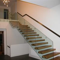 Escalier flottant droit à une seule poutre en acier et bois pour loft
