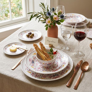 Juego de Vajilla de Cerámica Floral Rosa Romántico Personalizado, Platos de Porcelana con Calcomanías Vintage, Aptos para Lavavajillas, para Bodas y Venta al por Menor - Product Image 5
