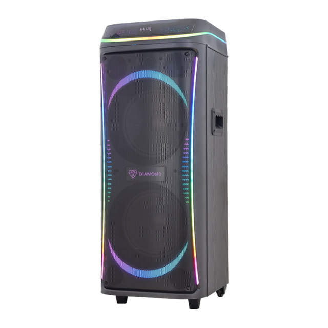Factory Price High-end Dual 10'' Woofer 2-Way RGB Flashing Music Players Active Battery Speakers DJ Wood Bluetooth Party Speaker