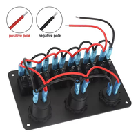 Panneau de commande 6 interrupteurs à bascule avec LED bleues, 5 broches, double ports USB pour voitures, motos, bateaux