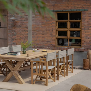 Silla de Director Plegable de Madera Maciza con Lona, Estilo Artístico Retro y Nostálgico, Muebles de Exterior para Patio, Camping, Portátil - Product Image 3