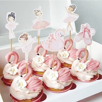 Décoration de gâteau pour bébé fille, thème ballerine, avec figurines de ballerines colorées, chaussures de danse cygne et motif de gâteau de choix