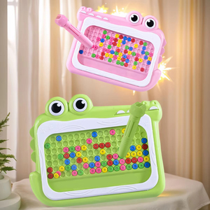 Jumon <b>Crocodile</b> Magnetic Dot Art Beads Drawing Board Montessori Educational <b>Toys</b> Preschool Green/Pink ABC Plastic Fantasy T-62 - Product Image 1