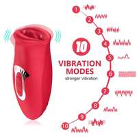 Vibrateur en silicone rouge rose en forme de langue, 10 modes de stimulation et de vibration pour femmes, 100% étanche, rechargeable par USB, intime