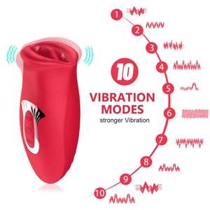 Vibratore a Forma di Lingua in Silicone Rosso Rosa, 10 Modalità di Vibrazione <span class=keywords><strong>e</strong></span> Stimolazione per <span class=keywords><strong>Donne</strong></span>, 100% Impermeabile, Ricaricabile USB - Product Image 2