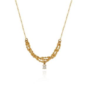 Collar de Moda Personalizado de Acero Inoxidable con Baño de Oro PVD de 18K, Cadena de Cuentas Ovaladas de Doble Capa - Product Image 1