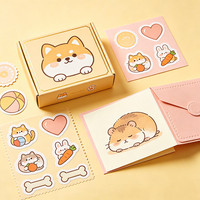 Boîte en papier laminé mat personnalisée, impression couleur, graphisme mignon, emballage extérieur pour lots de papeterie sur le thème des animaux