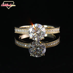 Anillo de Compromiso de Lujo Personalizado, Certificado por GRA, Oro Amarillo de 10k, 14k, 18k, Engaste de Puntas, Corte Brillante, Anillo de Moissanita de 1-5 Quilates para Fiesta - Product Image 2