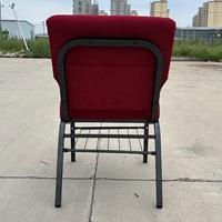 Chaise d'église empilable et emboîtable bordeaux avec logo pour réunions, événements et mobilier de théâtre – Vente en gros